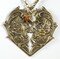 Raw Brass Large Floral Filigree Victorian Heart Pendant - B-P02
